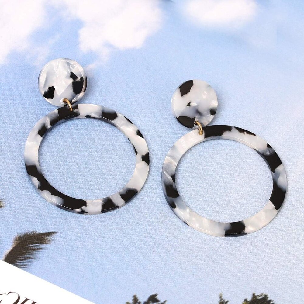 Elegant 2.5'' Tortoise Shell Drop Dangle Earrings… - image 4